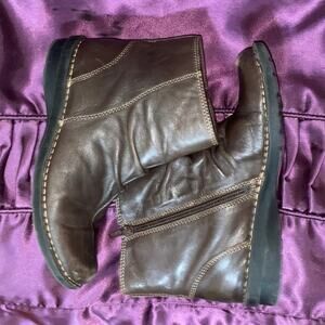 Clarks Dark Brown Leather Zip Comfort Ankle Boots Women's Size 6.5 M Style 83538